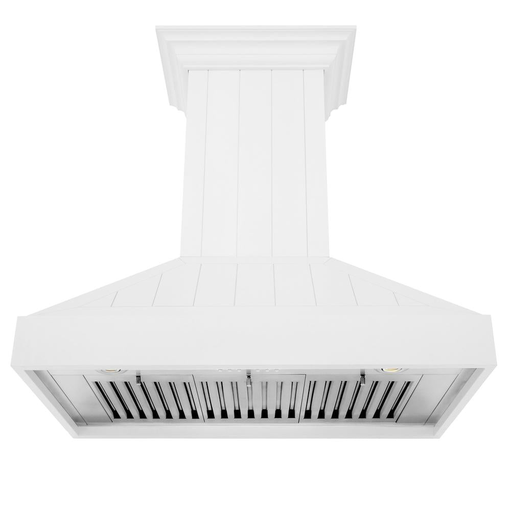 Wooden 36" Wall Mount Range Hood in Shiplap Bright White (KPWW-36 ...