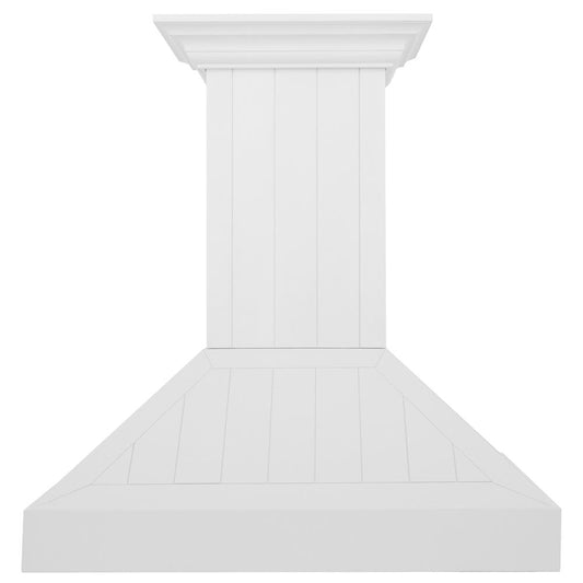 ZLINE 36 in. Wooden Wall Mount Range Hood in Shiplap Bright White Finish (KPWW-36) front.