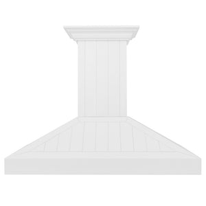 ZLINE 48 in. Wooden Wall Mount Range Hood in Shiplap Bright White Finish (KPWW-48) front.