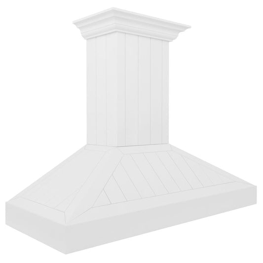 ZLINE 48 in. Wooden Wall Mount Range Hood in Shiplap Bright White Finish (KPWW-48) side.