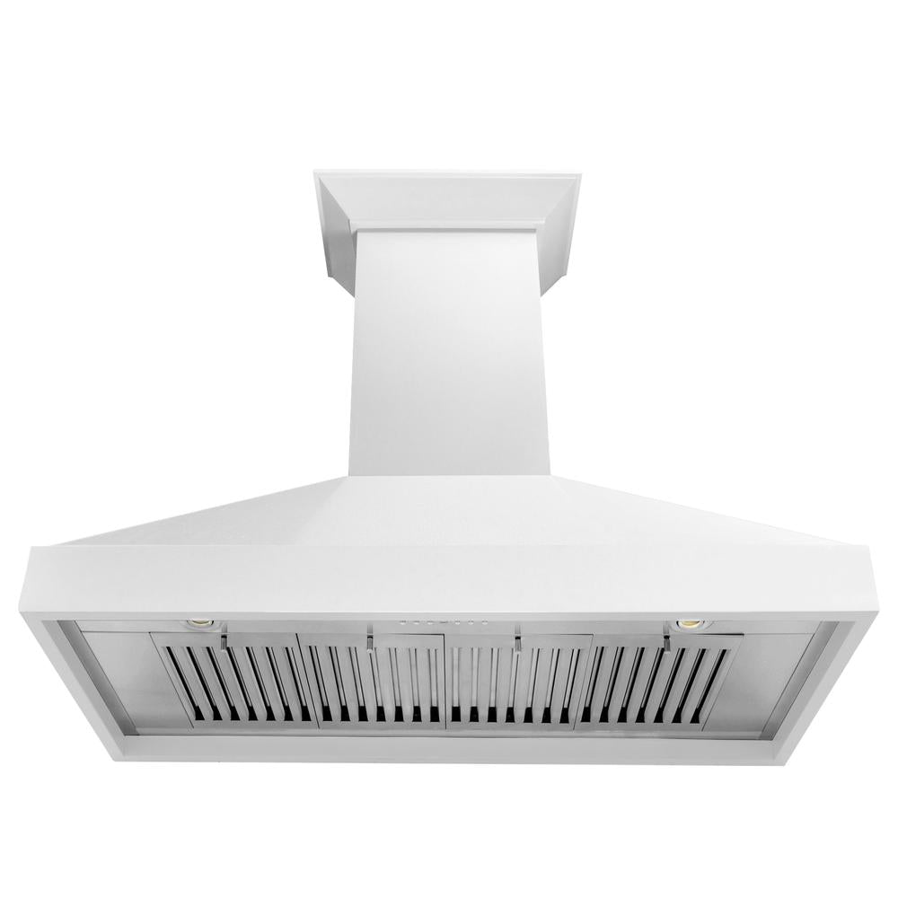 Wooden 48" Wall Mount Range Hood in Smooth Bright White (KBWW-48 ...
