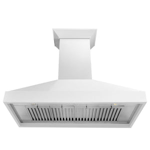 ZLINE 48 in. Wooden Wall Mount Range Hood in Smooth Bright White Finish (KBWW-48) front, under.