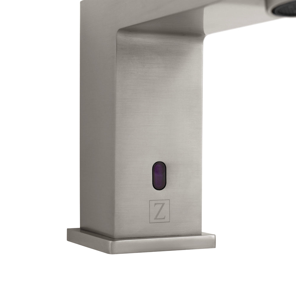 ZLINE Bliss Touchless Bath Faucet in Brushed Nickel (BLS-BFS-BN) close-up, motion sensor.