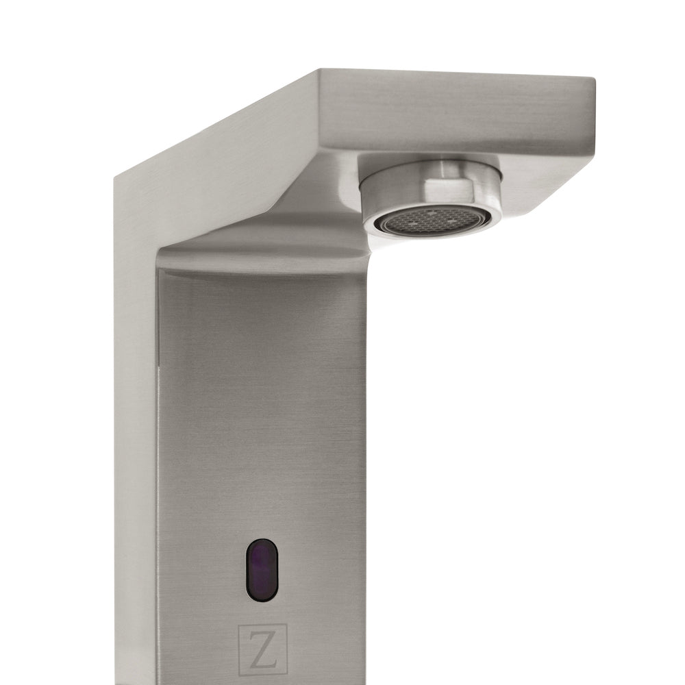 ZLINE Bliss Touchless Bath Faucet in Brushed Nickel (BLS-BFS-BN) close-up, spout.