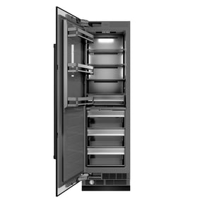 ZLINE 24 in. 12.4 cu. ft. Column Freezer in Black Stainless Steel with Graphite Gray Interior (RCFV-BS-24) front, open.