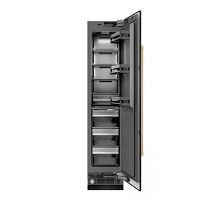 ZLINE Autograph Edition 18 in. 8.6 cu. ft. Right Hinge Column Freezer in Black Stainless Steel with Graphite Gray Interior and Champagne Bronze Accents (RCFVRZ-BS-18-CB)