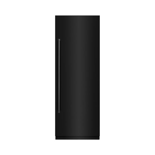 ZLINE 30 in. 16.7 cu. ft. Column Refrigerator in Black Stainless Steel with Graphite Gray Interior (RCRV-BS-30) front, closed.