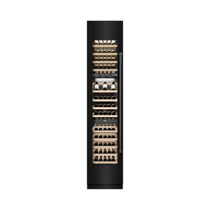 ZLINE 18 in. 9.0 cu. ft. Triple Zone 68 Bottle Left Hinge Column Wine Cooler in Black Stainless Steel (RCWVL-BS-18) front, closed.