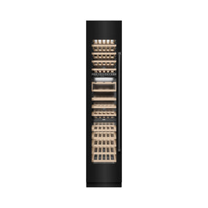 ZLINE 18 in. 9.0 cu. ft. Triple Zone 68 Bottle Left Hinge Column Wine Cooler in Black Stainless Steel (RCWVL-BS-18) front, closed.