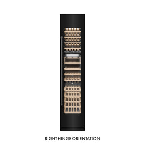 ZLINE 18 in. 9.0 cu. ft. Triple Zone 68 Bottle Right Hinge Column Wine Cooler in Black Stainless Steel (RCWVR-BS-18) front, closed.