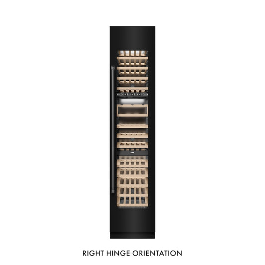 ZLINE 18 in. 9.0 cu. ft. Triple Zone 68 Bottle Right Hinge Column Wine Cooler in Black Stainless Steel (RCWVR-BS-18) front, closed.
