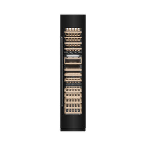 ZLINE 18 in. 9.0 cu. ft. Triple Zone 68 Bottle Right Hinge Column Wine Cooler in Black Stainless Steel (RCWVR-BS-18) front, closed.