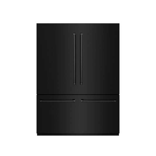 ZLINE 60 in. 32.2 cu. ft. French Door Built-In Bottom Freezer Refrigerator with Water Dispensers and Ice Makers in Black Stainless Steel with Graphite Gray Interior (GRBIV-BS-60) front, closed.