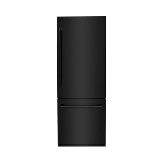 ZLINE 30 in. 16.1 cu. ft. Built-In Bottom Freezer Refrigerator with Water Dispenser and Ice Maker in Black Stainless Steel (RBIV-BS-30) main image.
