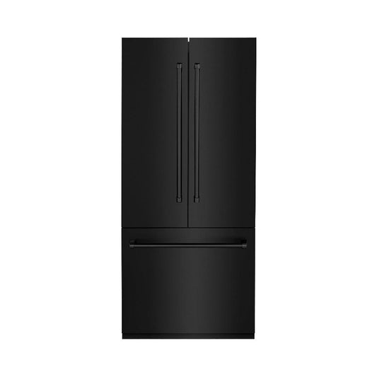 ZLINE 36 in. 19.6 cu. ft. Built-In 3-Door French Door Refrigerator with Internal Water and Ice Dispenser in Black Stainless Steel (RBIV-BS-36) 