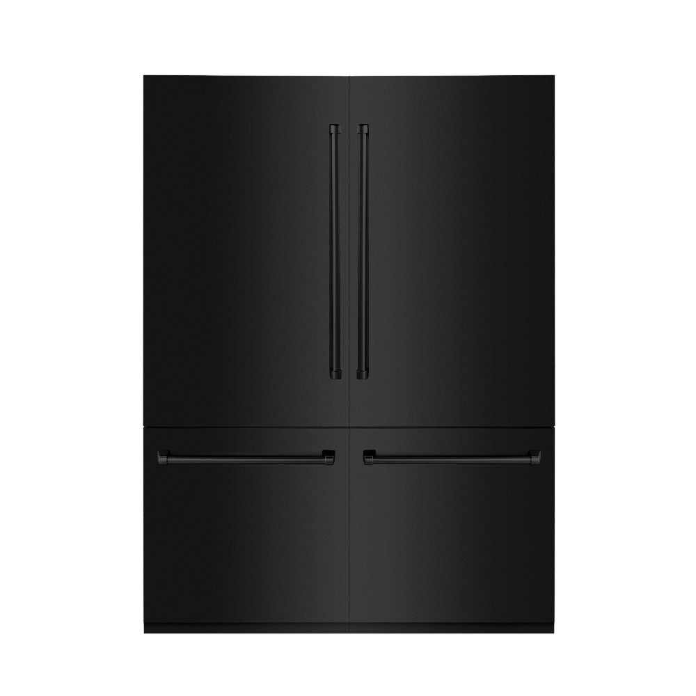 ZLINE 60 in. 32.2 cu. ft. Built-In 4-Door French Door Refrigerator with Internal Water and Ice Dispenser in Black Stainless Steel (RBIV-BS-60)