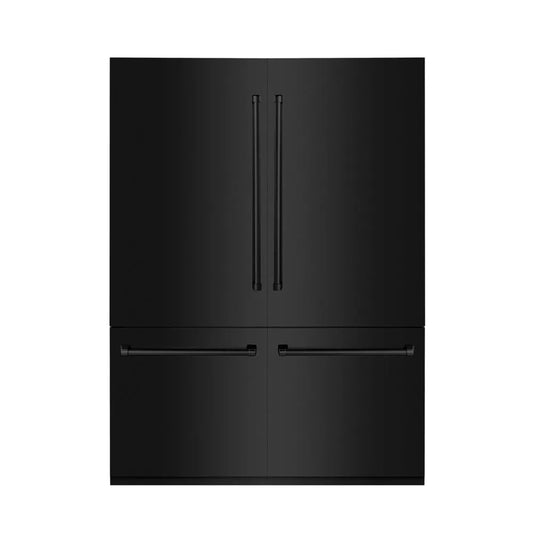 ZLINE 60 in. 32.2 cu. ft. French Door Built-In Bottom Freezer Refrigerator with Water Dispensers and Ice Makers in Black Stainless Steel (RBIV-BS-60) main image.