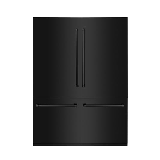 ZLINE 60 in. 32.2 cu. ft. Built-In 4-Door French Door Refrigerator with Internal Water and Ice Dispenser in Black Stainless Steel (RBIV-BS-60)