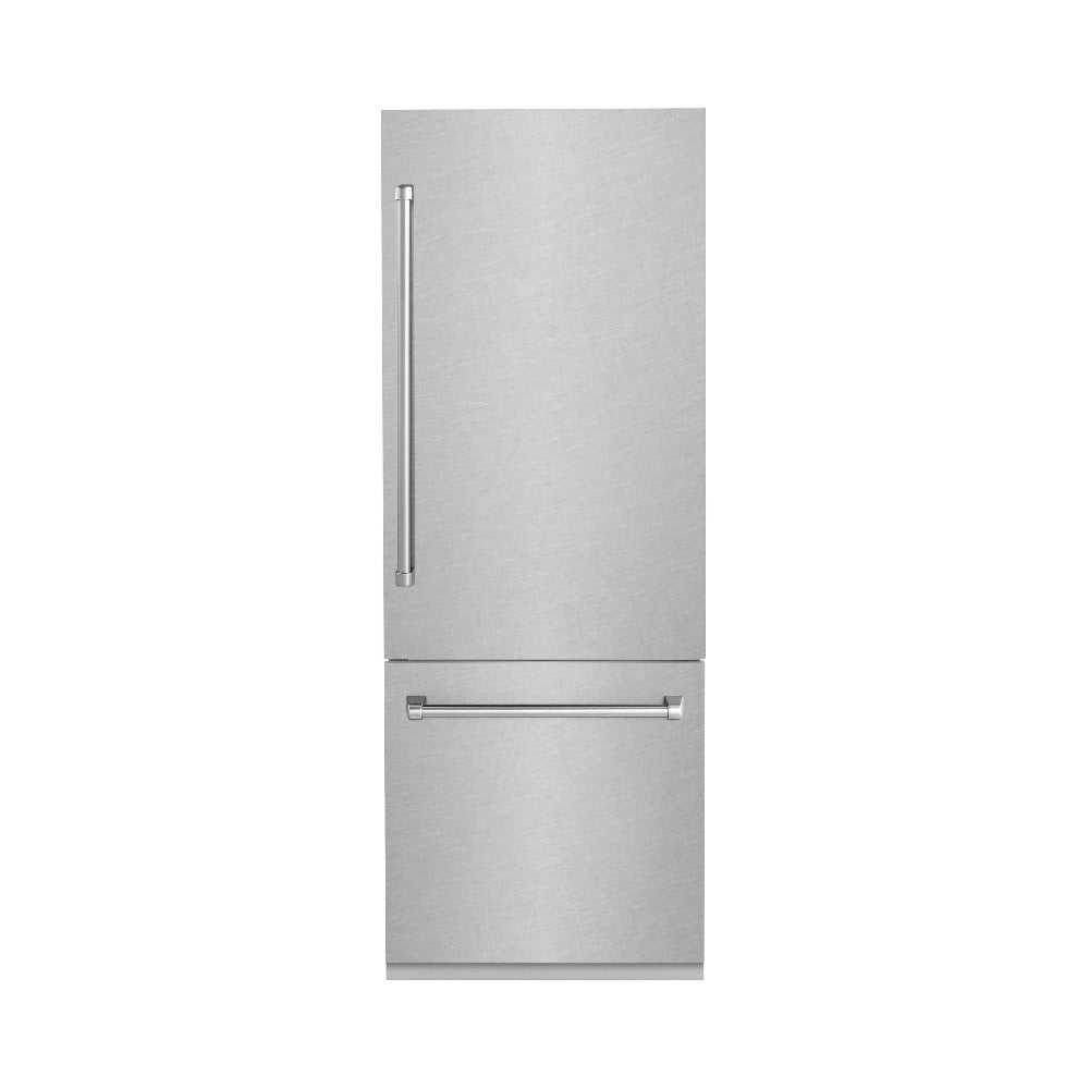 ZLINE 30 in. 16.1 cu. ft. Built-in 2-Door Bottom Freezer Refrigerator with Internal Water and Ice Dispenser in Fingerprint Resistant Stainless Steel (RBIV-SN-30) 