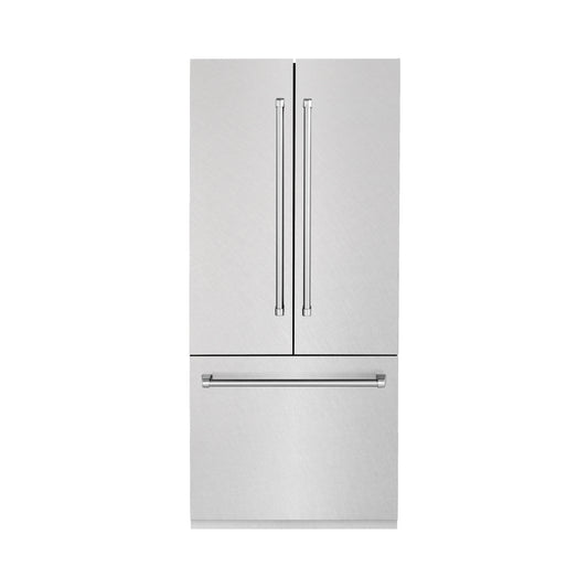 ZLINE 36 in. 19.6 cu. ft. Built-In 3-Door French Door Refrigerator with Internal Water and Ice Dispenser in Fingerprint Resistant Stainless Steel (RBIV-SN-36) 