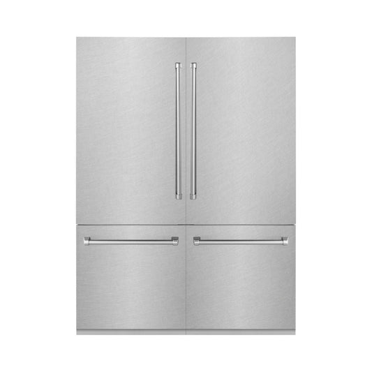 ZLINE 60 in. 32.2 cu. ft. Built-In 4-Door French Door Freezer Refrigerator with Internal Water and Ice Dispenser in Fingerprint Resistant Stainless Steel (RBIV-SN-60)