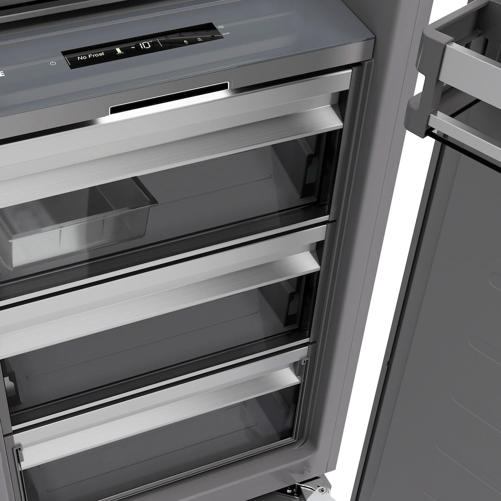 ZLINE 18 in. 8.6 cu. ft. Panel Ready Right Hinge Column Freezer with Graphite Gray Interior (RBCFVR-18) drawers.