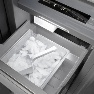 ZLINE 18 in. 8.6 cu. ft. Panel Ready Right Hinge Column Freezer with Graphite Gray Interior (RBCFVR-18) ice and ice scoop.