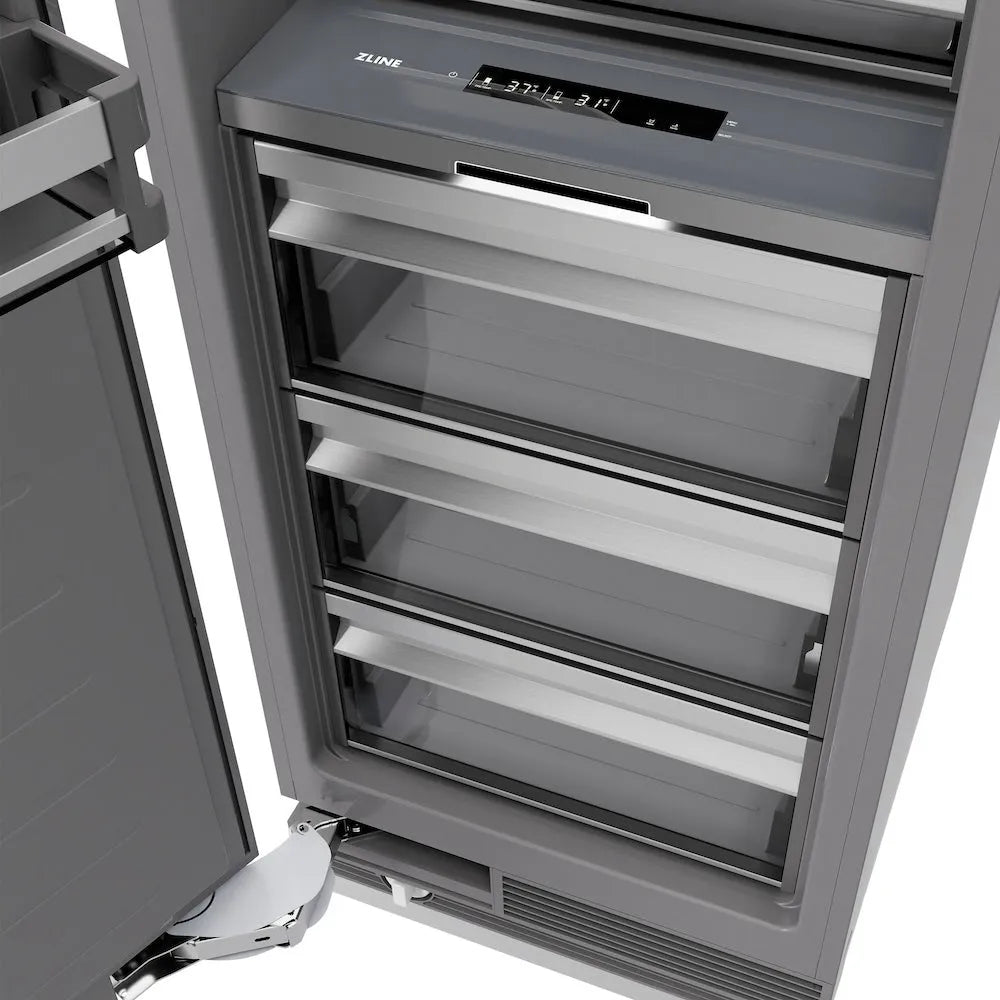 ZLINE Autograph Edition 30 in. 16.7 cu. ft. Panel Ready Column Refrigerator with Graphite Gray Interior and Champagne Bronze Accents (RBCRVZ-30-CB) drawers.