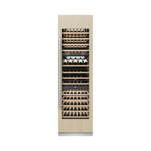 ZLINE 24 in. 12.4 cu. ft. Triple Zone 100 Bottle Panel Ready Column Wine Cooler (RBCWV-24) front, closed, with custom panel.
