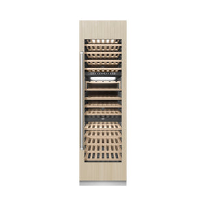 ZLINE 24 in. 12.4 cu. ft. Triple Zone 100 Bottle Panel Ready Column Wine Cooler (RBCWV-24) front, closed, with custom panel.