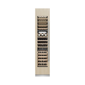 ZLINE 18 in. 9.0 cu. ft. Triple Zone 68 Bottle Panel Ready Left Hinge Column Wine Cooler (RBCWVL-18) front, closed, with custom panel.