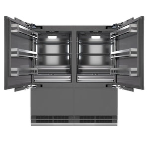 ZLINE 72 in. 39.6 cu. ft. Panel Ready French Door Built-In Bottom Freezer Refrigerator with Water Dispensers and Ice Makers with Graphite Gray Interior (GRBIT-72) main image.