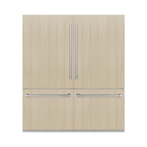 ZLINE 72 in. 39.6 cu. ft. Panel Ready French Door Built-In Bottom Freezer Refrigerator with Water Dispensers and Ice Makers with Graphite Gray Interior (GRBIT-72)