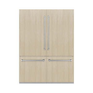 ZLINE 60 in. 32.2 cu. ft. Panel Ready French Door Built-In Bottom Freezer Refrigerator with Water Dispensers and Ice Makers with Graphite Gray Interior (GRBIV-60)