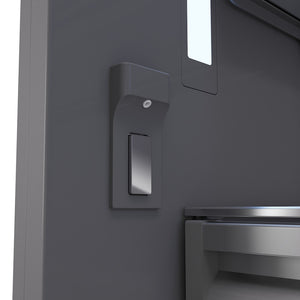 ZLINE Autograph Edition 60 in. 32.2 cu. ft. Panel Ready French Door Built-In Bottom Freezer Refrigerator with Water Dispenser and Ice Maker with Graphite Gray Interior and Matte Black Accents (GRBIVZ-60-MB) close-up, water dispenser.