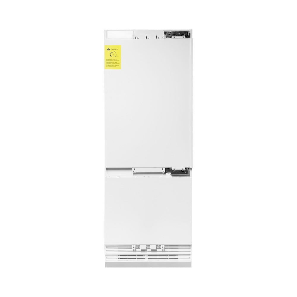 ZLINE 30 in. 16.1 cu. ft. Panel Ready Built-In Bottom Freezer Refrigerator with Water Dispenser and Ice Maker (RBIV-30) front, closed, no panels.
