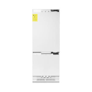 ZLINE 30 in. 16.1 cu. ft. Panel Ready Built-In Bottom Freezer Refrigerator with Water Dispenser and Ice Maker (RBIV-30) front, closed, no panels.