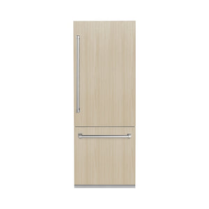 ZLINE 30 in. 16.1 cu. ft. Panel Ready Built-In Bottom Freezer Refrigerator with Water Dispenser and Ice Maker (RBIV-30) front, closed, with panels.