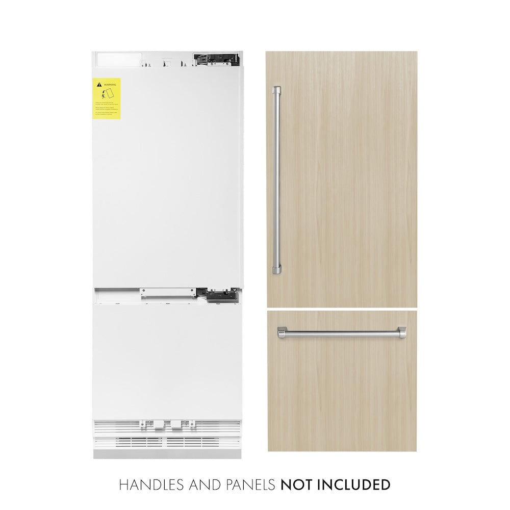 ZLINE 30 in. 16.1 cu. ft. Panel Ready Built-In Bottom Freezer Refrigerator with Water Dispenser and Ice Maker (RBIV-30) main image.