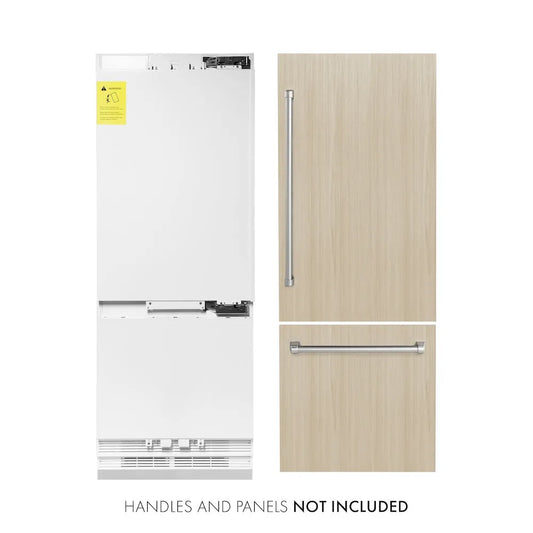 ZLINE 30 in. 16.1 cu. ft. Panel Ready Built-In Bottom Freezer Refrigerator with Water Dispenser and Ice Maker (RBIV-30) main image.