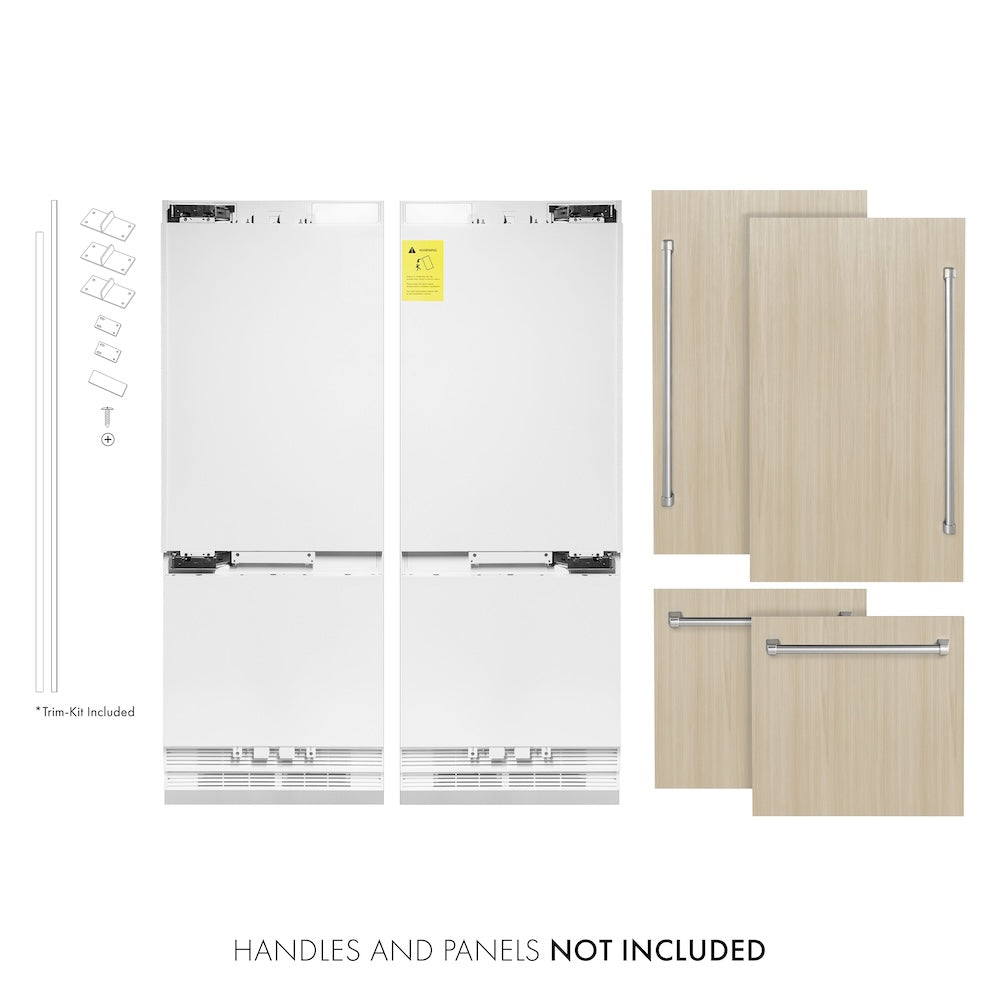 ZLINE 60 in. 32.2 cu. ft. Panel Ready French Door Built-In Bottom Freezer Refrigerator with Water Dispensers and Ice Makers (RBIV-60) main image.