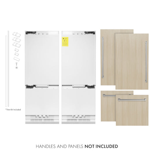 ZLINE 60 in. 32.2 cu. ft. Panel Ready French Door Built-In Bottom Freezer Refrigerator with Water Dispensers and Ice Makers (RBIV-60) main image.