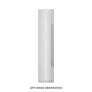 ZLINE 18 in. 8.6 cu. ft. Left Hinge Column Freezer in Satin Stainless Steel with Graphite Gray Interior (RCFVL-SN-18) front, closed.