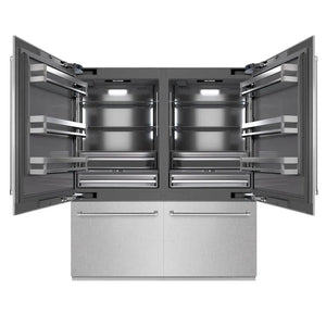 ZLINE 72 in. 39.6 cu. ft. French Door Built-In Bottom Freezer Refrigerator with Water Dispensers and Ice Makers in Satin Stainless Steel with Graphite Gray Interior (GRBIT-SN-72) main image.