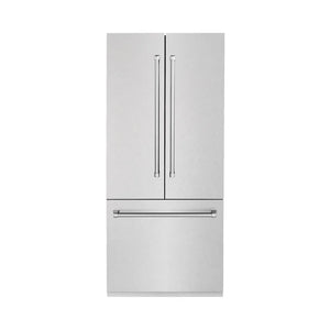 ZLINE 36 in. 19.6 cu. ft. French Door Built-In Bottom Freezer Refrigerator with Water Dispenser and Ice Maker in Satin Stainless Steel (RBIV-SN-36) main image.