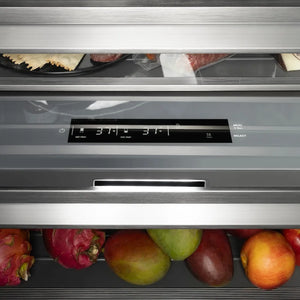 ZLINE 30 in. 16.7 cu. ft. Column Refrigerator in Stainless Steel with Graphite Gray Interior (RCRV-304-30) control panel and display.
