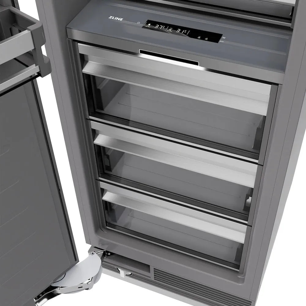 ZLINE 30 in. 16.7 cu. ft. Column Refrigerator in Stainless Steel with Graphite Gray Interior (RCRV-304-30) drawers.