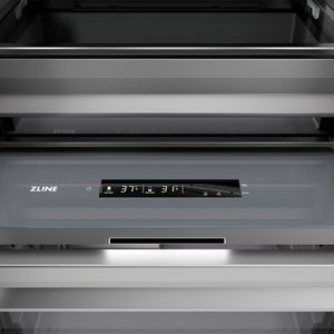 ZLINE 30 in. 16.7 cu. ft. Column Refrigerator in Stainless Steel with Graphite Gray Interior (RCRV-304-30) touch controls and display.
