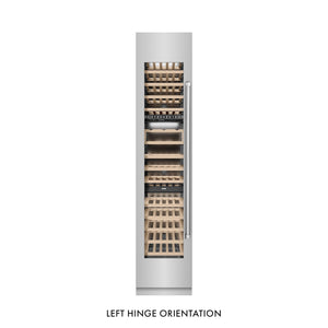ZLINE 18 in. 9.0 cu. ft. Triple Zone 68 Bottle Left Hinge Column Wine Cooler in Stainless Steel (RCWVL-304-18) front, closed.
