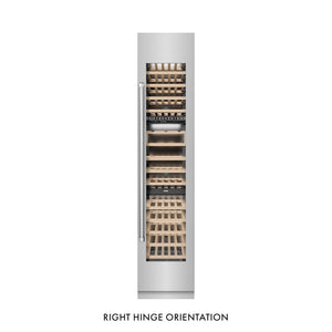 ZLINE 18 in. 9.0 cu. ft. Triple Zone 68 Bottle Right Hinge Column Wine Cooler in Stainless Steel (RCWVR-304-18) front, closed.